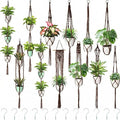 SATINIOR 12 Pcs Macrame Plant Hangers Handmade Boho Hanging Planters 12 Different Tiered Designs with 12 Hooks for Flower Pots Indoor Outdoor Decorative Wall Hanging Baskets for Home(Classic,Brown)