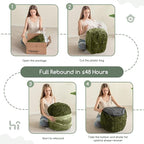 HIGOGOGO Pouf Ottoman Stuffed Round Modern Foam Filled Foot Rest Poufs for Living Room Chair Decorative 20 X 15 Inches Boho Relax Stool for Wedding Christmas Party, Green