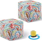 Juexica 2 Pack Ottoman Poufs Indoor Outdoor Inflatable Ottoman Stool Cube Pouffe Square Footstool with Handle for Patio Garden Home Boho Decorative Living Room, Bedroom(16 x 16 x 16 Inches)