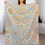 Boho Floral Throw Blanket Abstract Mid Century Mandala Bohemian Blanket for Sofa Bed Couch Chair Or Dorm 70"x80"