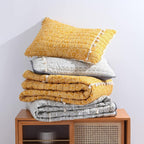 HORIMOTE HOME Boho Style Yellow Twin Quilt Set with Tassle, Soft and Lightweight Bedspread for All Season, Twin Size Bed Coverlet with 1 Matching Pillow Sham (2 Pieces)