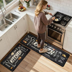 KIMODE Anti Fatigue Kitchen Mat 2PCS,Non Slip Waterproof Kitchen Rugs,Farmhouse Grey Kitchen Mat for Floor,Cushioned Comfort Foam Standing Mat for Home,Laundry,Sink,Desk