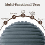 Unstuffed Pouf Ottoman Cover Soft Storage Extra Seat Farmhouse Comfortable Bohemian Poufs Accent Footrest 20x20x8 Inches for Living Room Bedroom Study Nook (Gray B, Round)