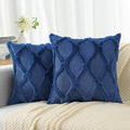 decorUhome Spring Throw Pillow Covers 16x16 Inch Set of 2, Soft Plush Faux Fur Wool Dark Blue Accent Couch Pillow Covers for Modern Farmhouse Bed Sofa Living Room