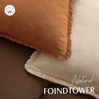 Foindtower Set of 2 Decorative Linen Fringe Throw Pillow Covers Cozy Boho Farmhouse Cushion Cover with Tassels Soft Accent Pillowcase for Couch Sofa Bed Living Room Home Decor, 20×20 Inch, Orange