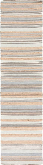 SAFAVIEH Kilim Collection Runner Rug - 2'3" x 9', Natural & Light Blue, Handmade Jute, Ideal for High Traffic Areas in Living Room, Bedroom (KLM461L)