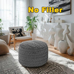 Asuprui 20x14 Inch Unstuffed Ottoman Pouf Cover – Lightweight Foot Rest, Floor Bean Bag Chair, Storage Pouf for Living Room, Bedroom & Balcony (Filler Not Included) (Gray)