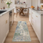 GENIMO 2X5 Washable Modern Runner Rug for Hallway, Non-Slip Low Pile Chenille Print Rug, Soft Rugs for Indoor Entryway Kitchen Corridor, Sage Mist