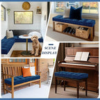 Bench Cushions for Indoor Furniture 40x20 in Velvet Kitchen Dining Piano Window Seat Cushion, Tufted Patio Porch Swing Thicken Bench Pad Memory Foam (Royal Blue)