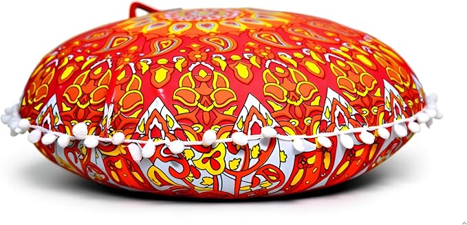 Large Round seat Floor Cushion Chair Ottoman Cover Pouf Pillow Meditation Floor Cushions for Adults Seating pouffe Ottoman Throw Covers Craft Room Furniture for Sitting Cover 22 Inches (Orange)