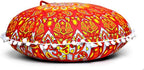 Large Round seat Floor Cushion Chair Ottoman Cover Pouf Pillow Meditation Floor Cushions for Adults Seating pouffe Ottoman Throw Covers Craft Room Furniture for Sitting Cover 22 Inches (Orange)