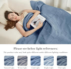 Amélie Home Checkered Chenille Knit Throw Blanket for Couch, Classic Texture Decorative Soft Blanket for Sofa, Chair & Bedroom, 50"x60", Washing Blue