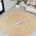 Premium Round Jute Rug 4ft - Handwoven 4 Foot Braided Ratan Rug for Living Room, Kitchen, Entryway & Bedroom | Natural Boho Decor
