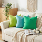 Thmyo 4-Pack 100% Cotton Decorative Throw Pillow Cases, 26x26 inch/ 66x66cm, Bright Green