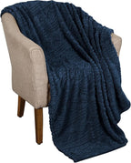 Superior Fleece Boho Jacquard Blanket, Decorative Blankets for Bedroom, Sofa, Plush, Fluffy, Soft, Cute Room Decor, Beautiful Cover, Comfort Essentials, Arctic Collection, Full/Queen, Navy Blue