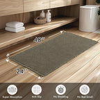 MIULEE Set of 2 Waffle Bathroom Runner Rugs, Boho Bath Rugs Non Slip, Super Absorbent Runner Bath Mats, Rubber Backed Shower Mats for Hallway Bedroom Laundry Room, Green, 2'x4'(24x48 Inch)