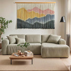 Sdjazl Woven Boho Macrame Wall Hanging Home Decor Tapestry Dip-Dyed Large Modern Handmade Colorful Mountain Landspace For Living room (light pink)
