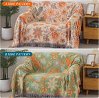Boho Throw Blanket for Bed-100% Cotton Soft Breathable Farmhouse Decor Boho Quilt for Sofa (Boho Flowers, 60"x80")