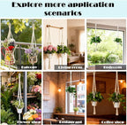 2-Pack Macrame Plant Hangers with Tassel, 35 Inch Boho Hanging Planters with 4 Hooks for Indoor, Handwoven Cotton Rope Holder for Home Decor (No Pot Included)