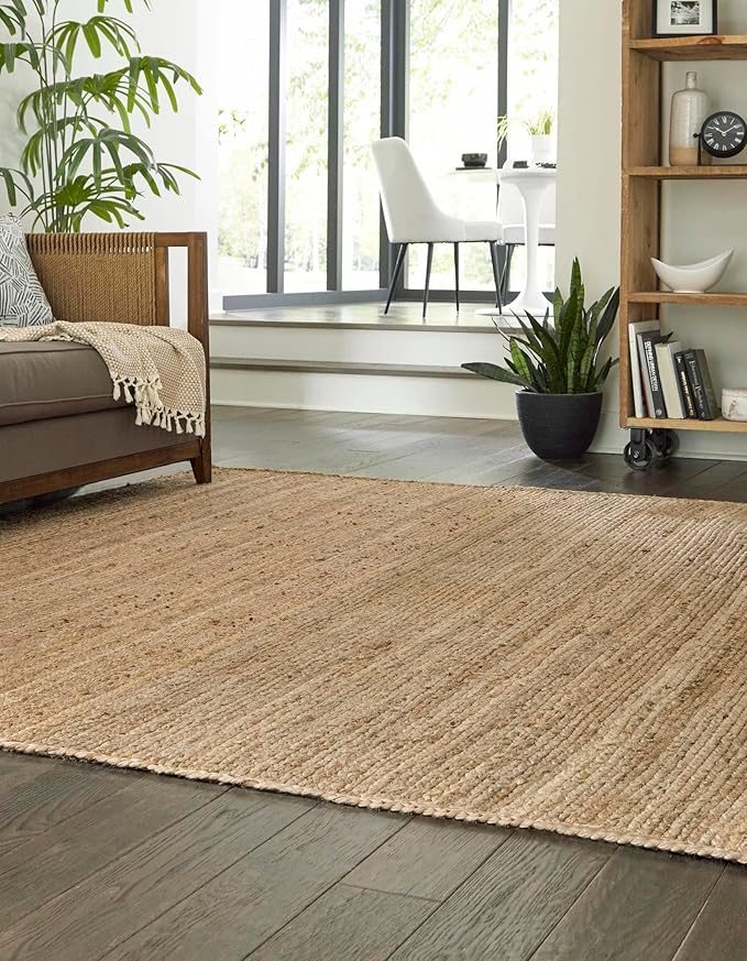 Unique Loom Braided Jute Collection Area Rug - Dhaka (10' Square, Natural)