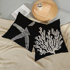 Coastal Pillow Covers 20x20 Set of 2 Black Starfish Throw Pillows Nautical Ocean Decorations Summer Beach Coral Pillowcase Outdoor Decor Linen Farmhouse Square Cushion Case for Sofa Bedroom