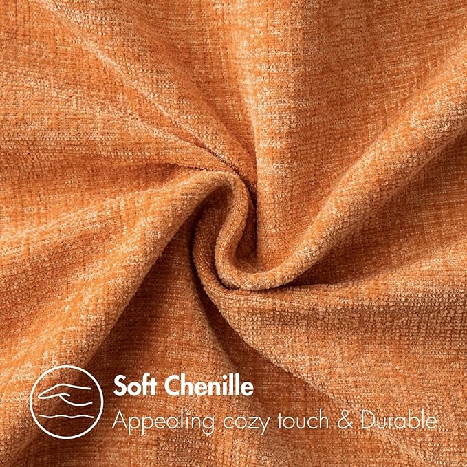 MIULEE Pack of 2 Orange Throw Pillow Covers 16x16 Inch Soft Chenille Pillow Covers for Sofa Living Room Couch Solid Dyed Cases