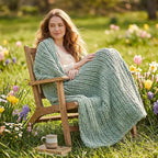 Amélie Home Chunky Knit Throw Blanket for Couch, Soft Chenille Crochet Blanket for Sofa, 50"x60", Sage Green