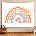 Rainbow Decor Tapestry, Bohemian Colorful Rainbow Tapestry Wall Hanging for Classroom Kids Girls Bedroom Aesthetic, Retro Bohemian Pastel Tapestries Poster Blanket College Dorm Home Decor 60X40Inches