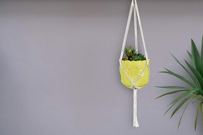 Macrame Plant Hangers Hanging Planter - 4 Pack Indoor or Outdoor Cotton Rope Hanging Plant Holder for Flower Pots - Modern Boho Home Decor, 3 Legs 42 Inch, US Brand