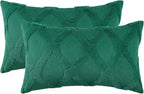 decorUhome Spring Throw Pillow Covers 12x20 Inch Set of 2, Soft Plush Faux Fur Wool Lumbar Green Accent Couch Pillow Covers for Modern Farmhouse Bed Sofa Living Room