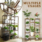 Uneedem Plant Stand Indoor Outdoor, Tall Plant Shelf for Multiple Plants, 10 tiers 11 Pot Large Plants Holder Rack Wood Plant Shelves for Room Corner Balcony Garden Patio