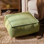 SUTAVIA Pouf Ottoman Cover Unstuffed Pouf Seat Decorative Soft Storage Bean Bag 20x20x8 Inches Square Floor Footrest for Living Room Bedroom (Blue Green, Square)
