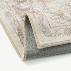 8x10 Area Rug Washable Living Room Vintage Beige Carpet Bedroom Large Indoor Non Slip Soft Low Pile Thin Stain Resistant Distressed Accent Throw Rug for Dining Office Nursery