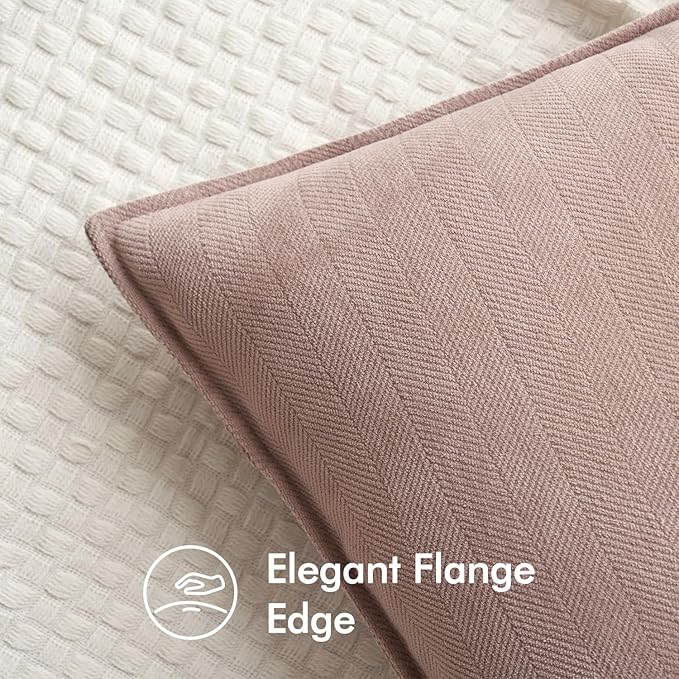 MIULEE Pack of 2 Blush Pink Valentines Decorative Pillow Covers 18x18 Inch Soft Chenille Luxurious Couch Throw Pillows Farmhouse Cushion Covers for Sofa Bedroom Living Room Spring Home Decor
