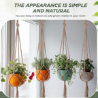EBOOT 2 Pack 33 48 Inch Large Macrame Plant Hanger Rope to Hang Flower Pot Plant Holder for Indoor Outdoor Decorations, 4 Legs (Linen Color)