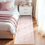 Area Rugs 2'x6' Runner Rug Non Slip Washable for Kitchen Hallway Bedroom Beside Laundry Room Bathroom Rug, Floor Carpet, Pink Greypink Cute