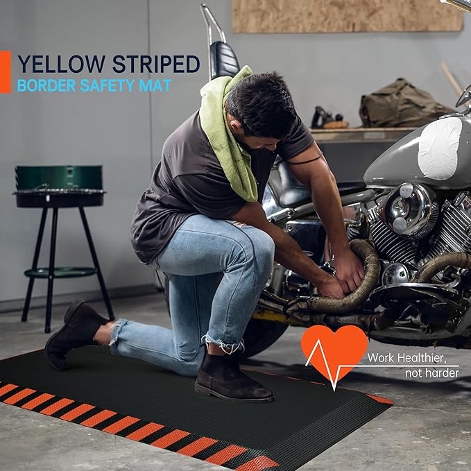FEATOL Anti Fatigue Mat Industrial, Ergonomic Standing Floor Mat for Work for Stand -Safety Support for Leg & Back Pain(Orange Border, 20" x 59", 2PC)
