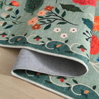 Rugcomf Long Hallway Runner Rug 2'7"x14' - Floral Washable Non Slip Boho Carpet for Kitchen, Entryway, Hall, Bathroom - Green