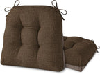 AddGrace Chair Cushions for Dining Chairs Set of 2 Kitchen Seat Cushions with Ties and Non Slip Backing Tufted Indoor Seat Pad for Kitchen Dining Room 18" x 17" x 3" Coffee