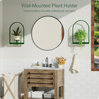 Green Metal Wall Plant Holder - 3-Pack Wall Mounted Plant Stands and Hanging Holders for Indoor Planter and Flower Pot - Arch Decor Shelf for Plant Storage (Pot Not Included)