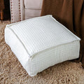 SUTAVIA Pouf Ottoman Cover Unstuffed Pouf Seat Decorative Soft Storage Bean Bag 20x20x8 Inches Square Floor Footrest for Living Room Bedroom (White, Square)