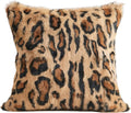 MOOX Rabbit Fur Throw Pillow Covers Decorative Fluffy Soft Fuzzy Plush Luxury Genuine Animal Skin Lumbar Pillow 18"x18" Cushion Cover, Leopard Print