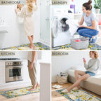 Rugs for Kitchen Floor, Lemon Anti Fatigue Mats for Kitchen Floor Non Slip, 2PCS Wipeable Rubber Kitchen Mat, Washable Cushioned Lemons Runner Carpet Rug for Sink Laundry 15.7"×27.5" +15.7"×47"