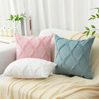 decorUhome Spring Throw Pillow Covers 18x18 Inch Set of 2, Soft Plush Faux Fur Wool Aqua Accent Couch Pillow Covers for Modern Farmhouse Bed Sofa Living Room