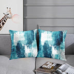 Britimes Throw Pillow Covers Modern Home Art Decor, 18 x 18 Inches Set of 2 Abstract Oil Painting Pillowcases for Bedroom, Living Room, Cushion Couch Sofa, Abstract White Teal