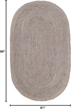 Unique Loom Braided Jute Collection Area Rug - Dhaka (5' 1" x 8' Oval, Gray)