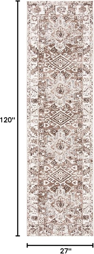 SAFAVIEH Vintage Hamadan Collection Runner Rug - 2'3" x 10', Brown & Ivory, Traditional Persian Design, Non-Shedding & Easy to Clean, Ideal for Hallway, Foyer, Entryway, Bedroom (VTH211T)