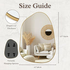 PERFNIQUE Irregular Wall Mirror Asymmetrical Mirror, 27''x19'' Gold Mirror for Bathroom Bedroom Living Room Entryway, Decorative Modern Wall Decor, Wall Mounted Mirror (Gold, 27''x19'')