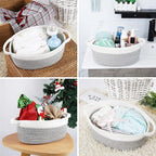 ABenkle Small Basket with Handles, Boho Decorative Rope Woven Dog Cat Toy Storage Bin Shelf Storage Organizer, Easter Christmas Gift Basket, 12"x8"x5"