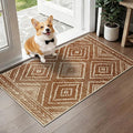 Area Rug 2x4 Rug Machine Washable Non-Slip Low Pile Print Pattern Western Rug for Living Room Bedroom Entryway Tribal Series-Yellowbrown/Cream